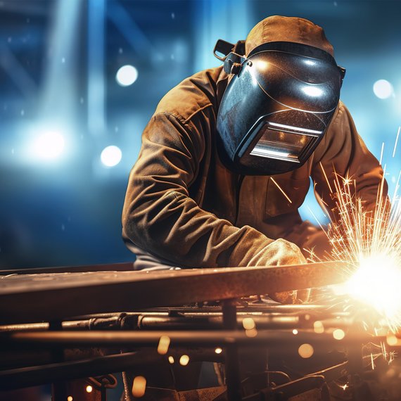 TÜV NORD Schweißtechnik Schweißer mit Schutzmaske am Schweißen