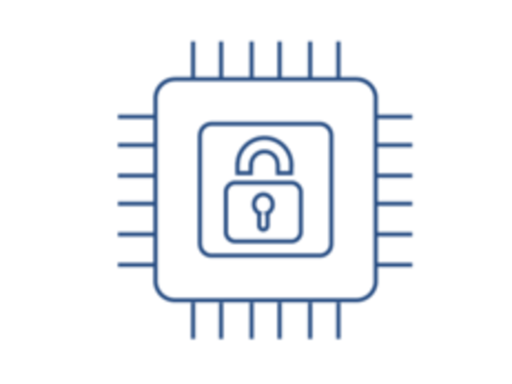Sicherheitssymbol auf Mikrochip